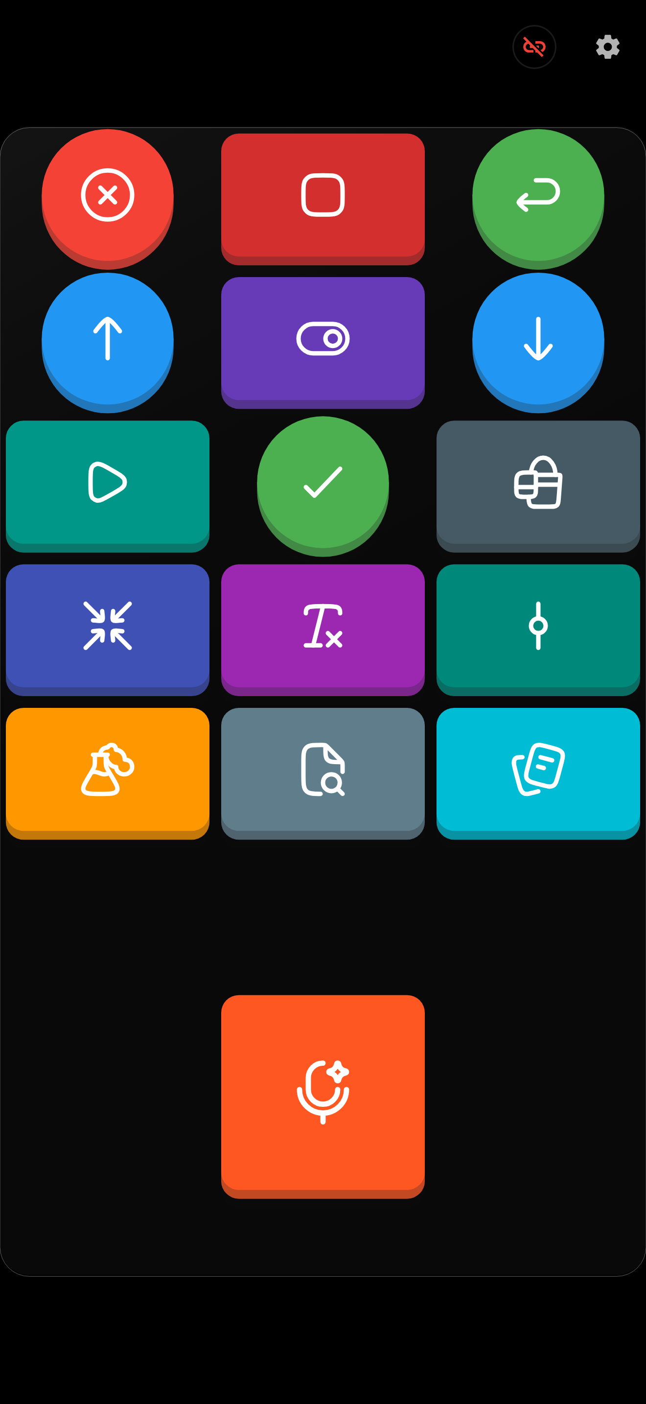 Vibepad’s Claude Code Deck with a large orange microphone button beneath the shortcut keys